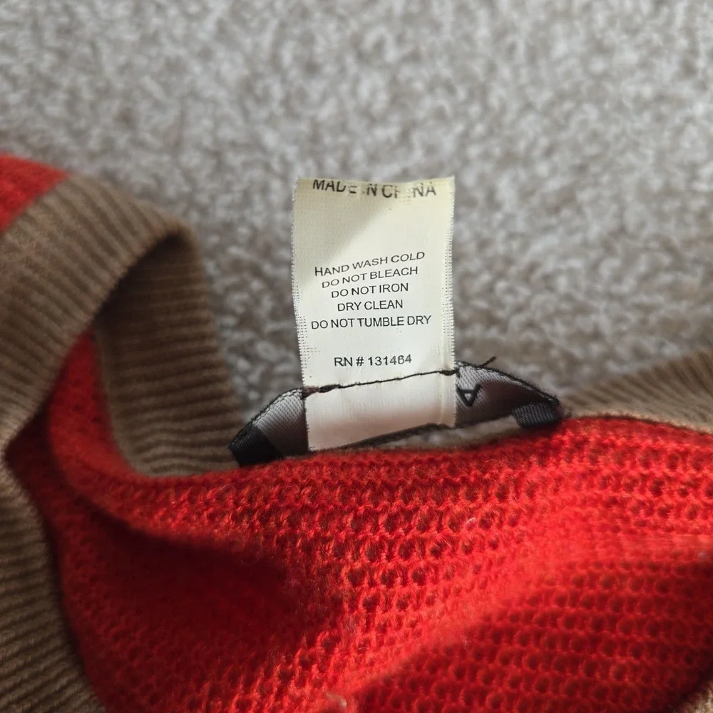 Kerisma Colorblock Knit Sweater Crew Neck Burnt Orange Boho-chic Autumn Sz S